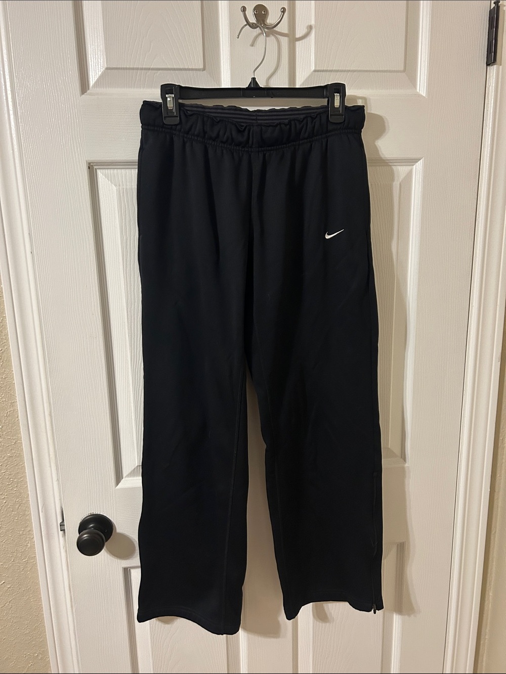 Nike Women’s Black Sweat Pants with White Swoosh